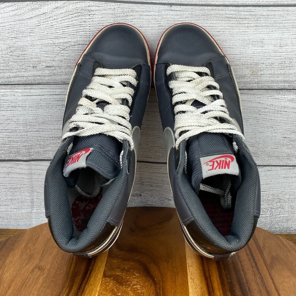 Y2K Nike Blazer High Anthracite Silver Red Sneaker 315877-001 Men Shoe Size 10.5